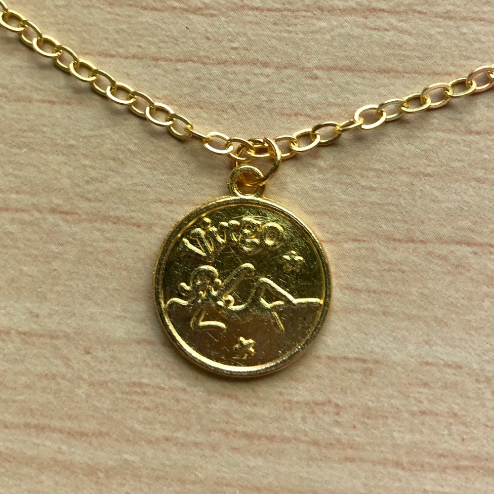 NWT Handmade Virgo Zodiac Gold Coin Necklace - Picture 1 of 8